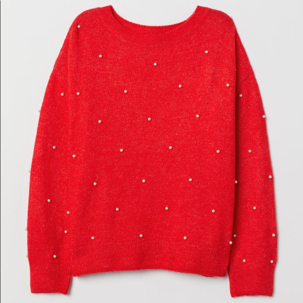 Red Pearl Sweater H&M
